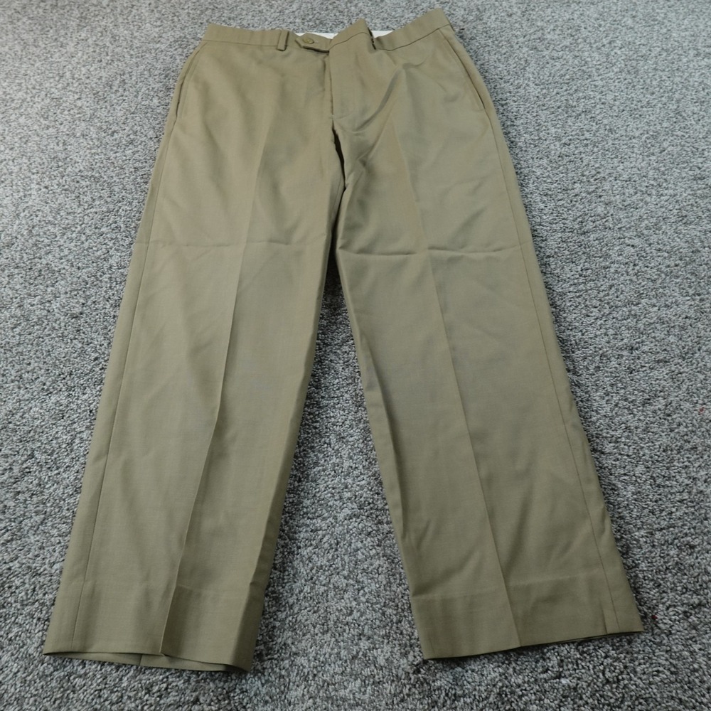 Ralph Lauren Pants Mens 33X26 Beige Brown Wool Dress Trouser Chino‎ Flat Front